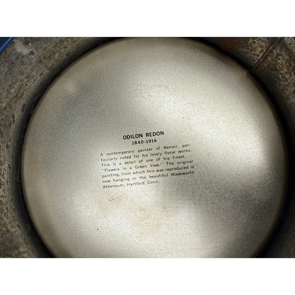 Vtg Tin Canister Serving Tray Lid 13.5